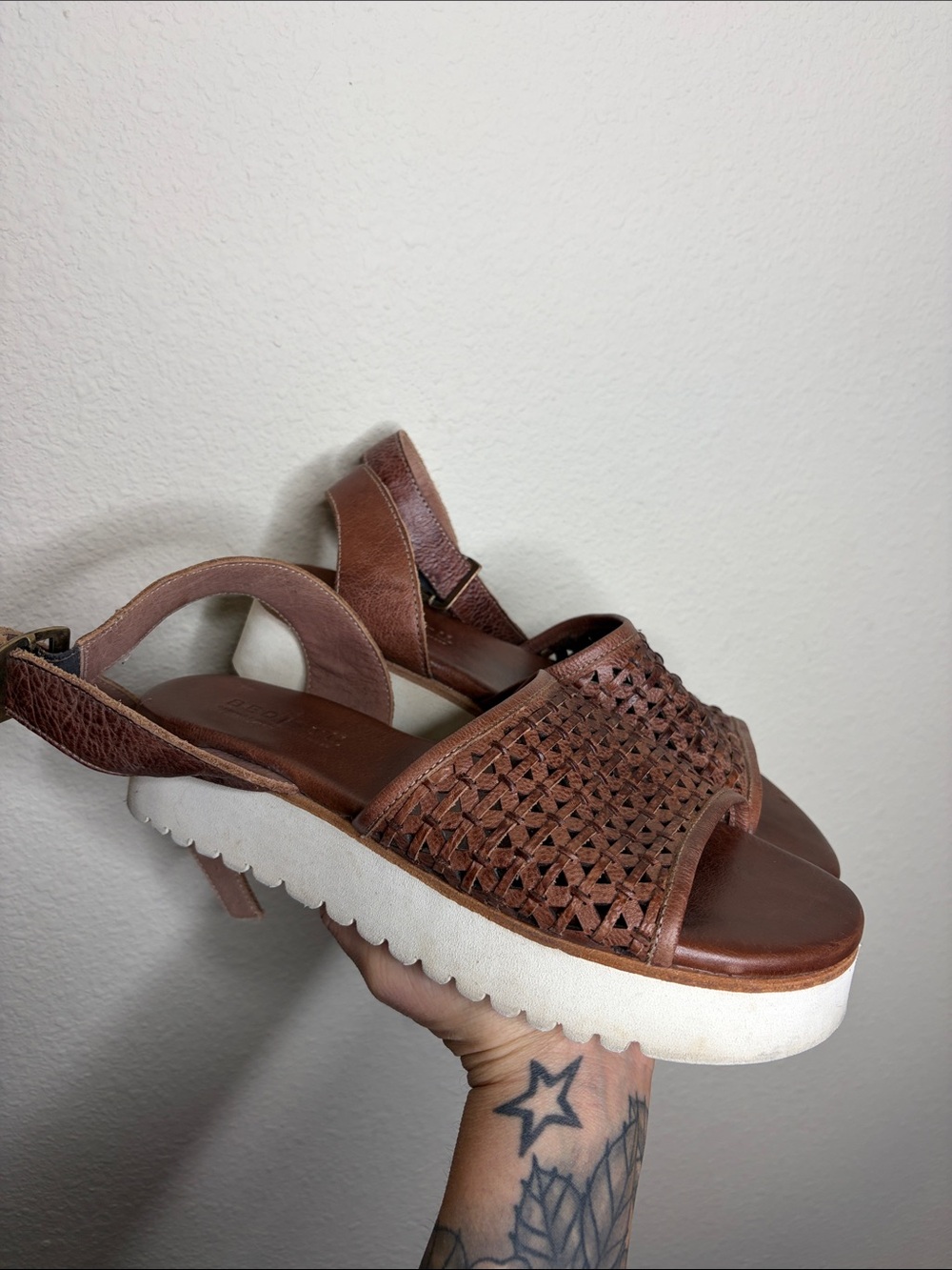 Bed Stu | Women’s Brown Brisa Leather Platform Sandals Size 9.5
